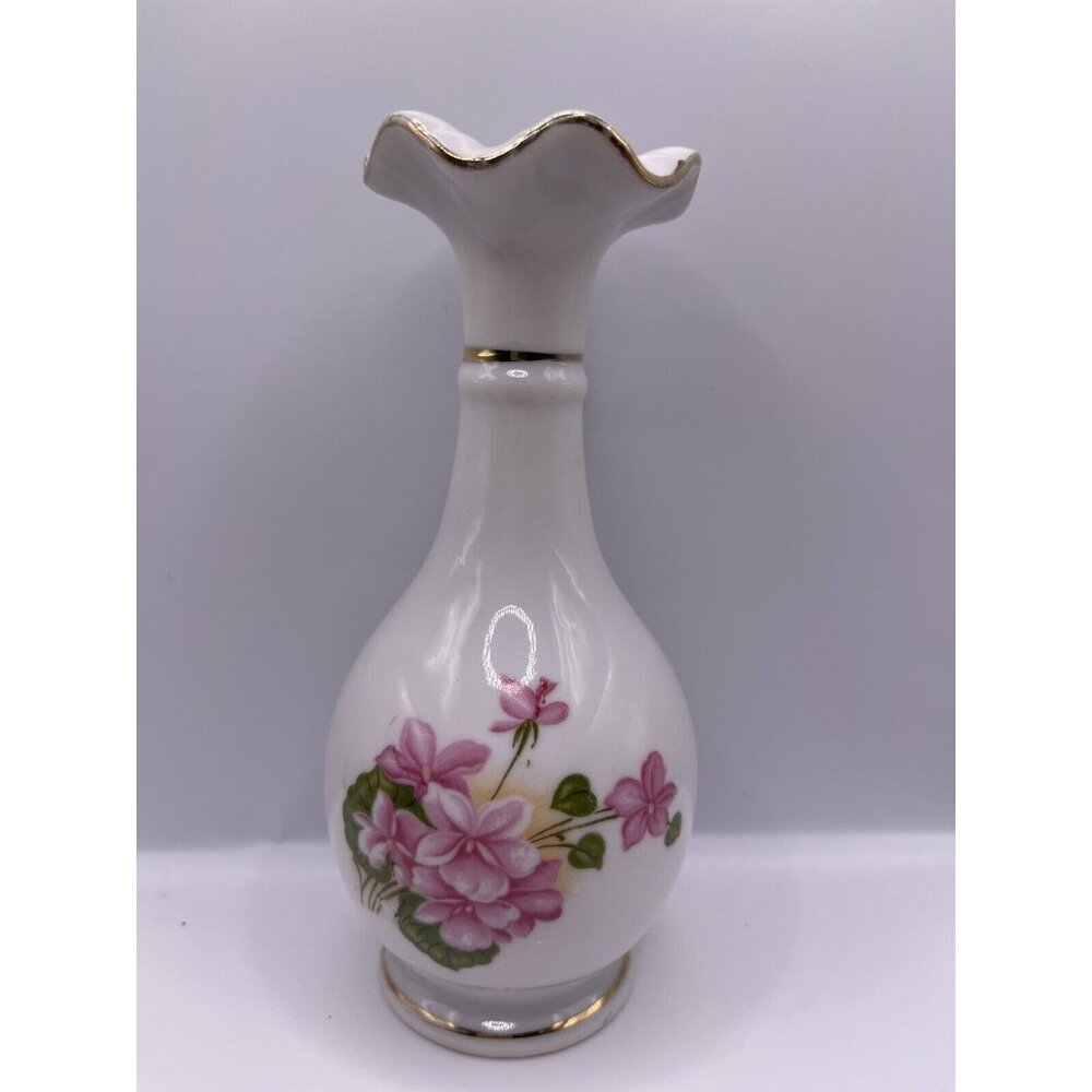 Nasco Vintage Decorative Bottle - Hand Painted - Gold Trim 6” Tall